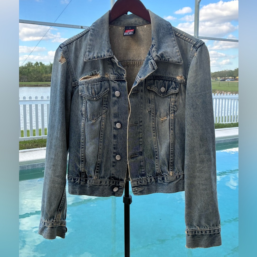 Diesel Women's Distressed Blue Jean Jacket